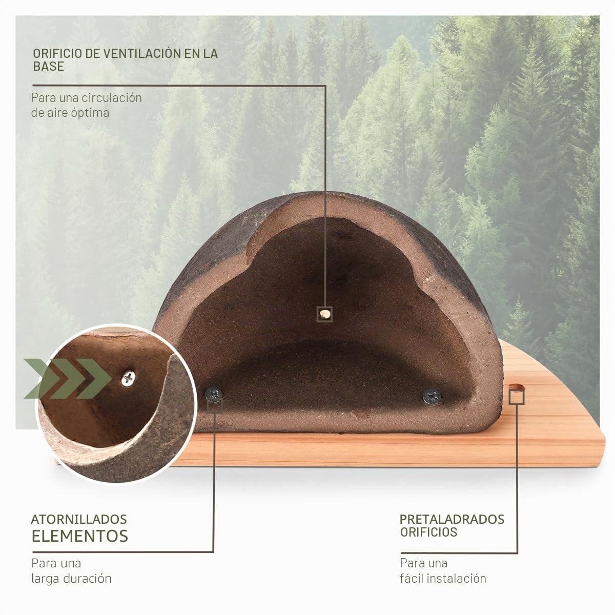 wildtier liebe 1er Nido de golondrina, ayuda para anidación natural para golondrinas de madera maciza y arcilla natural - sin tratar, resistente a la intemperie, nido de golondrina