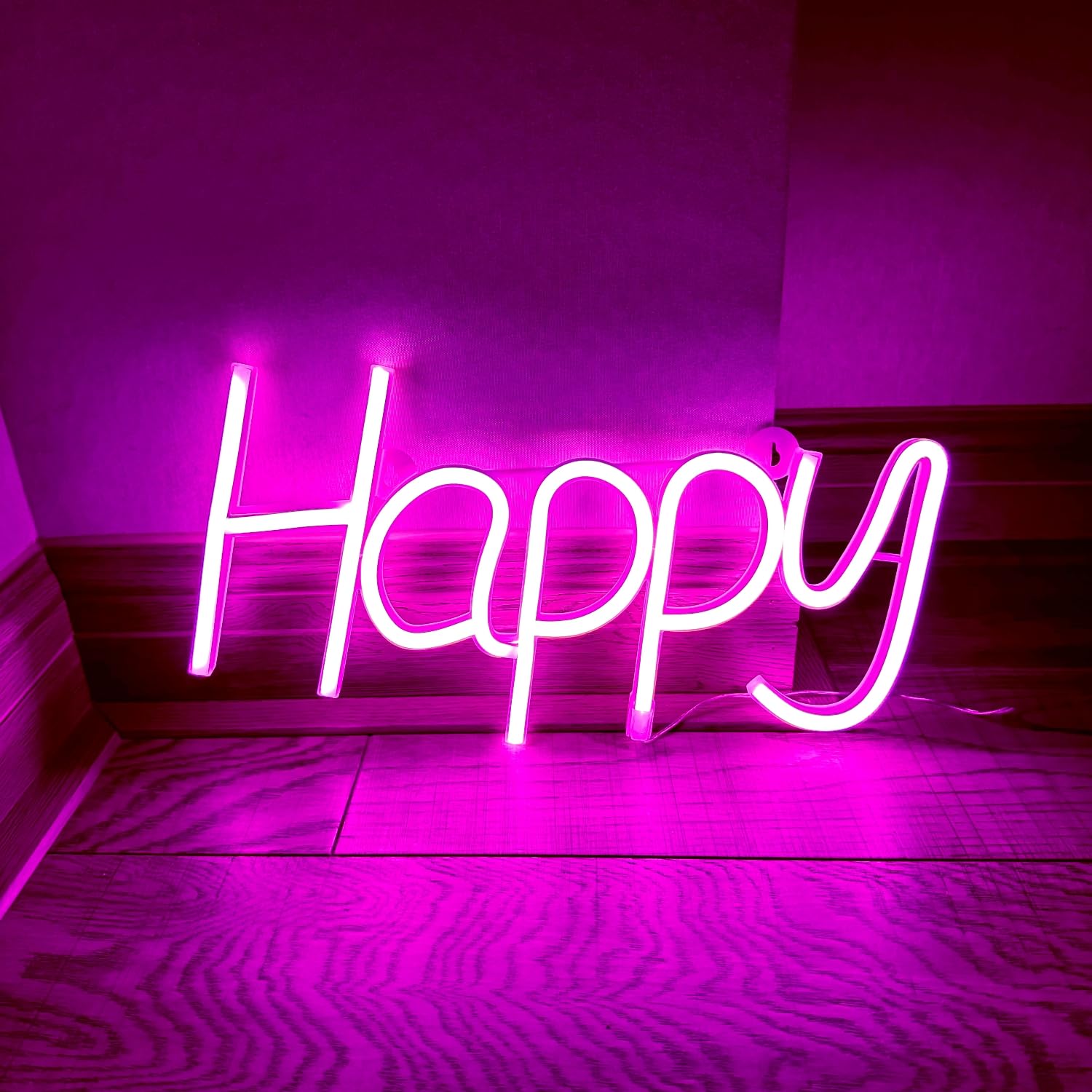 Happy LED Neon Sign for Wall Decor USB Adjustable Brightness Living Room Bars Pub Club Gatherings Art Wall Decor