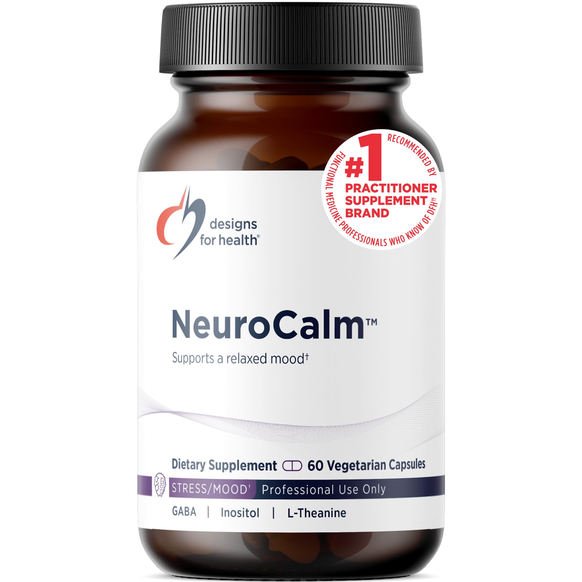 NeuroCalm - 5HTP GABA L-Theanine Supplement for Stress Response - Methylated B12, Vitamin B6, Taurine, Chamomile & Magnesium Supplement for Mood Support (60 Vegan Capsules)