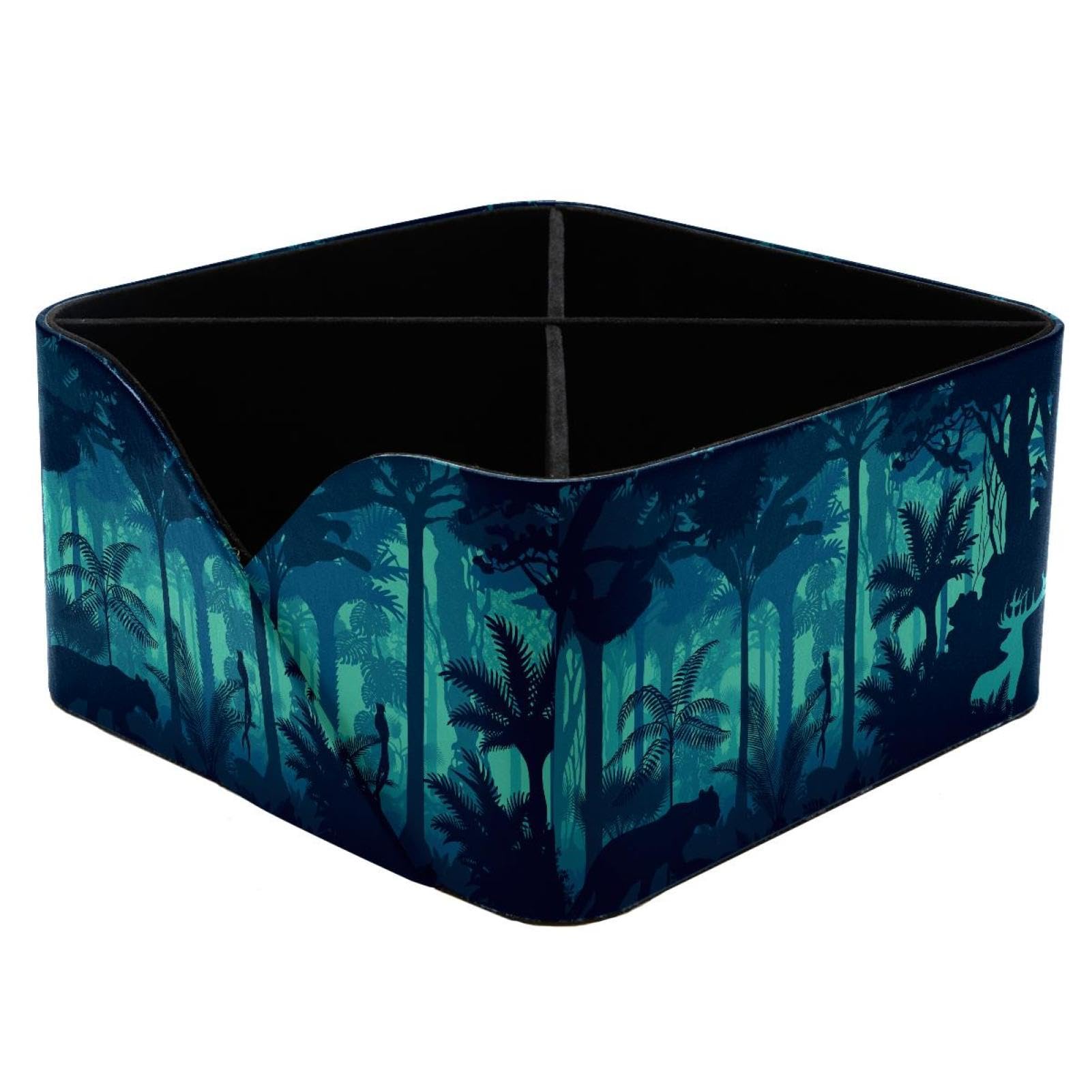 KengjuTesu Dark Forest Desktop Organizer Pen Holder, Rectangular Pencil Cup for Office, Study and Makeup Stations