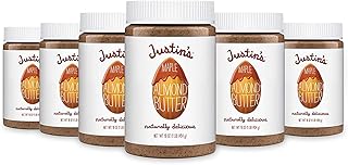 Justin's Maple Almond Butter, No Stir, Gluten-free, Non-GMO, Responsibly Sourced, 16 Ounce Jar (6 Pack)