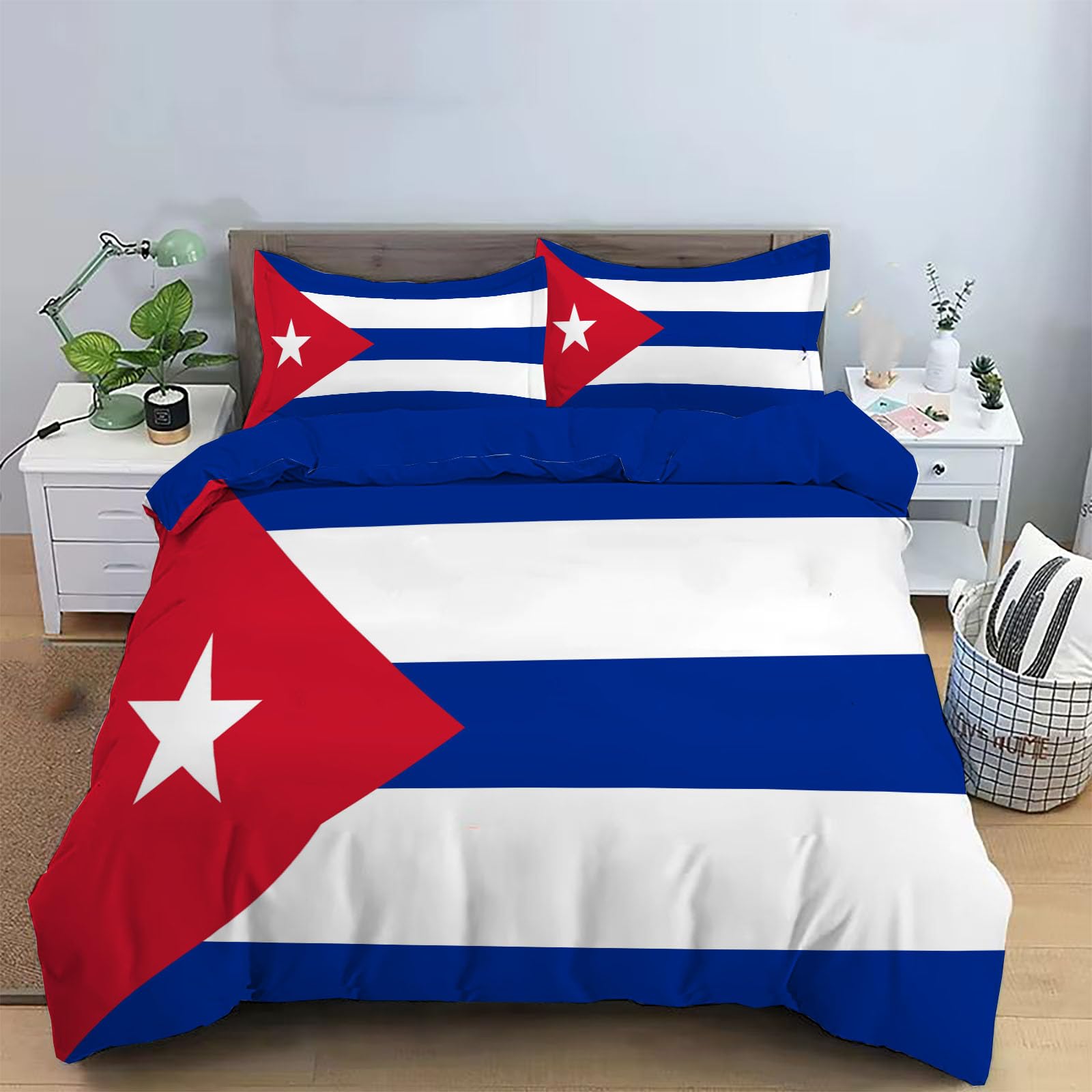 Parure de Lit Douce et Infroissable Cuba Housse de Couette 240x260 sans Repassage Grand Lit