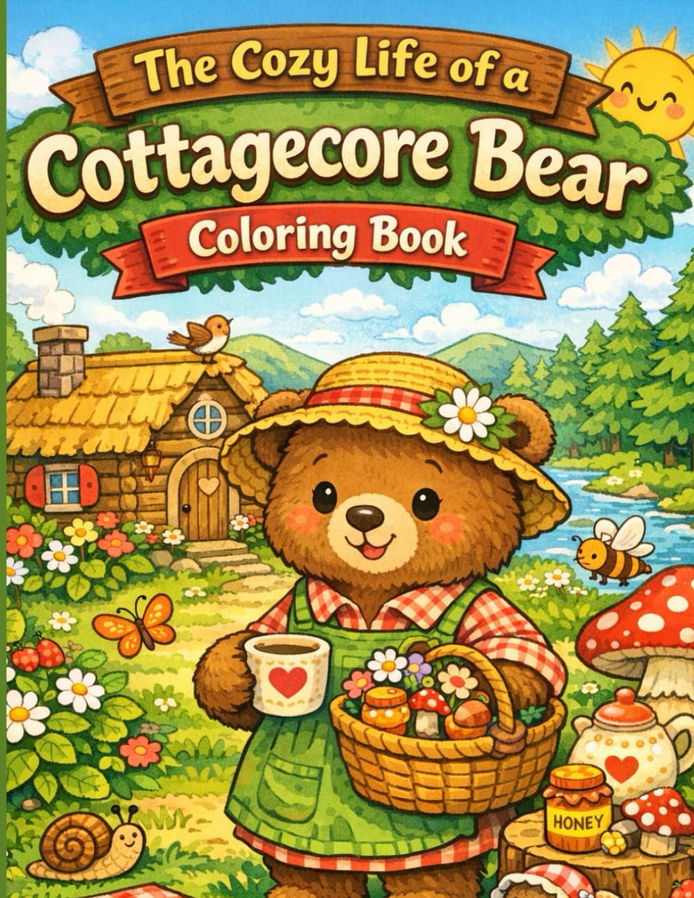 The Cozy Life of a Cottagecore Bear - Coloring Book