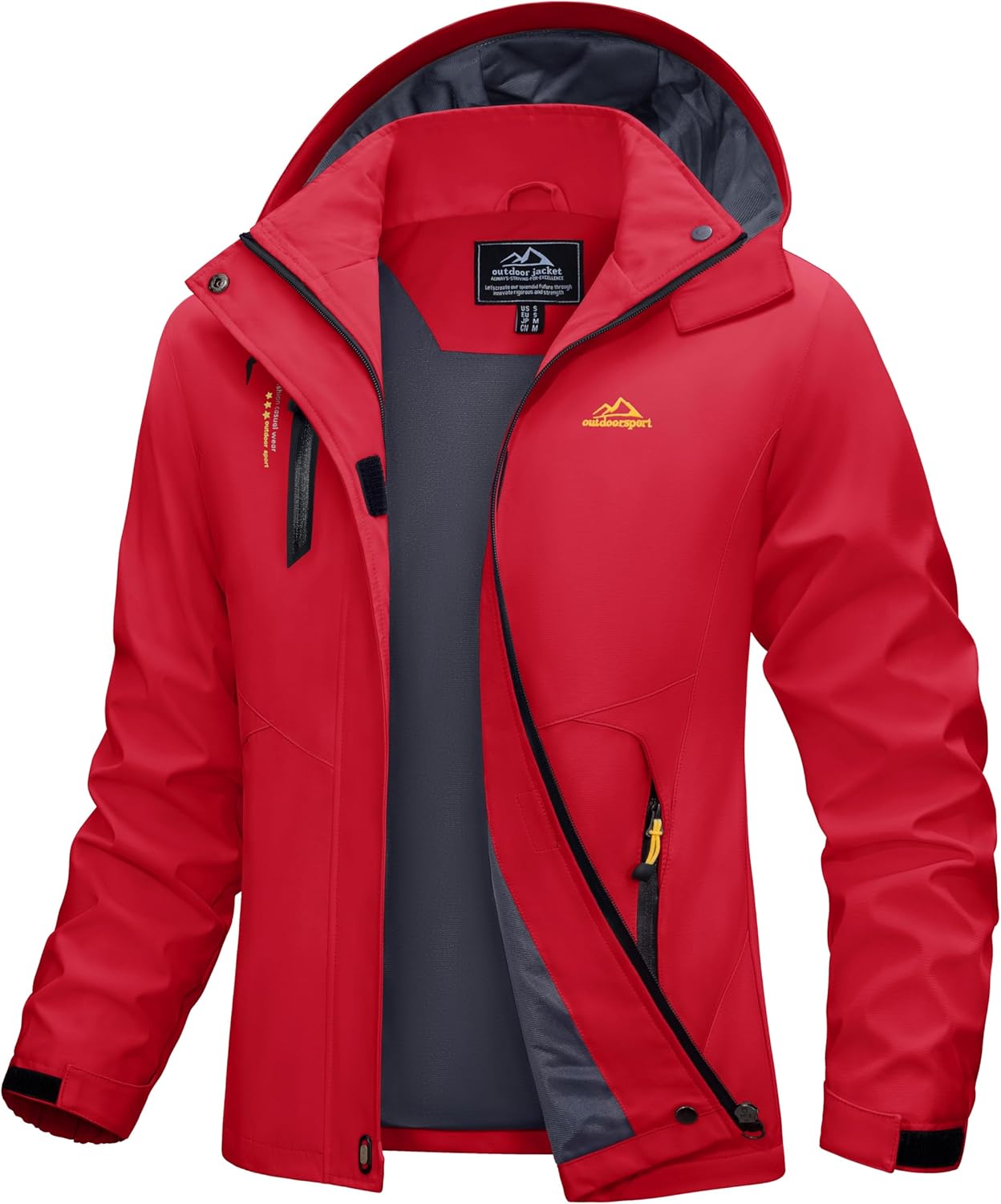 MAGCOMSEN Women's Rain Jackets Waterproof Raincoats with Hood Lightweight Windbreaker Jacket for Travel Hiking Running Large Red