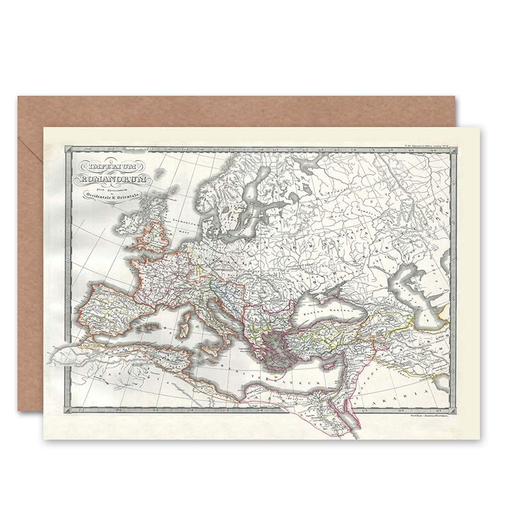 Wee Blue Coo 1850 MAP ROMAN EMPIRE DIVIDED EAST WEST ANCIENT ROME GREETINGS CARD