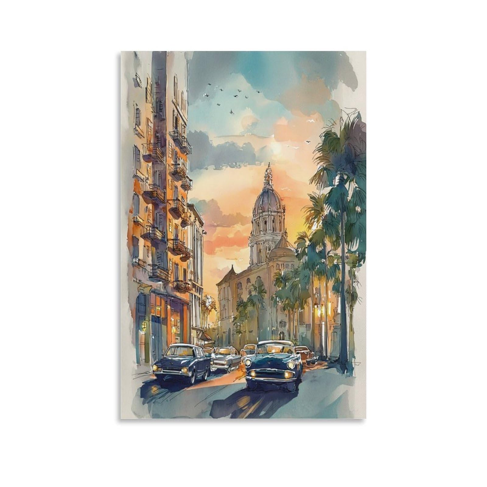 Phoenix City 24x36inch(60x90cm) Vintage Travel Poster Watercolor Canvas Art
