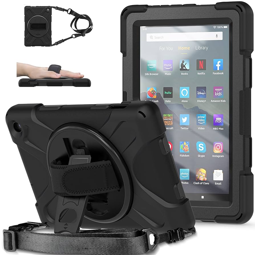 タブレットケースカバー Amazon Fire 7 2022 ケース カバー Amazon.co.jp: 360度回転式 Fire 7 （2022）ケース 肩掛け Fire