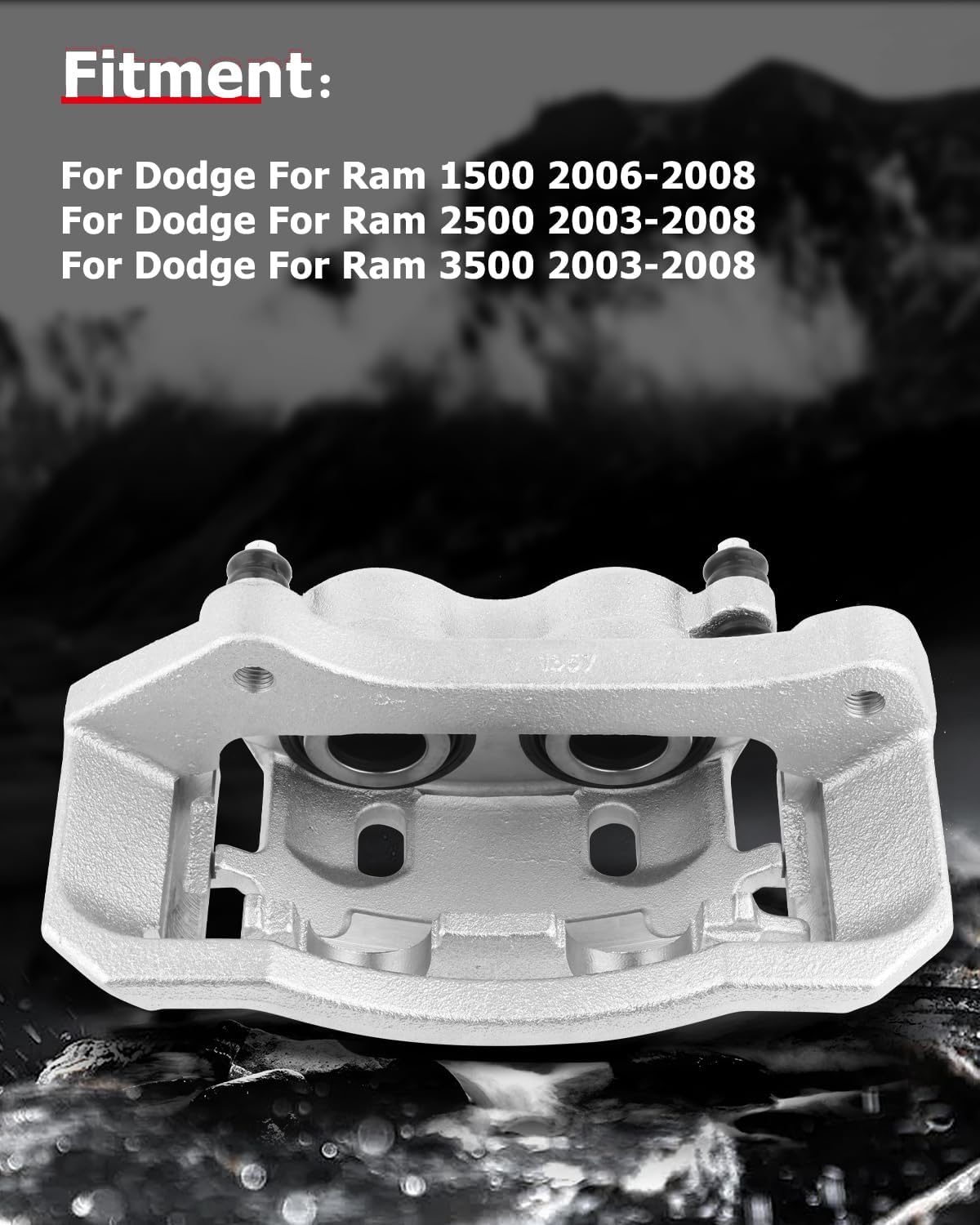 cciyu Front Left Disc Brake Caliper w/Bracket 18-B4891 For Dodge For Ram 1500 2006-2008,For Dodge For Ram 2500 2003-2008,For Dodge For Ram 3500 2003-2008,For Dodge For Ram 4000 2005-2008