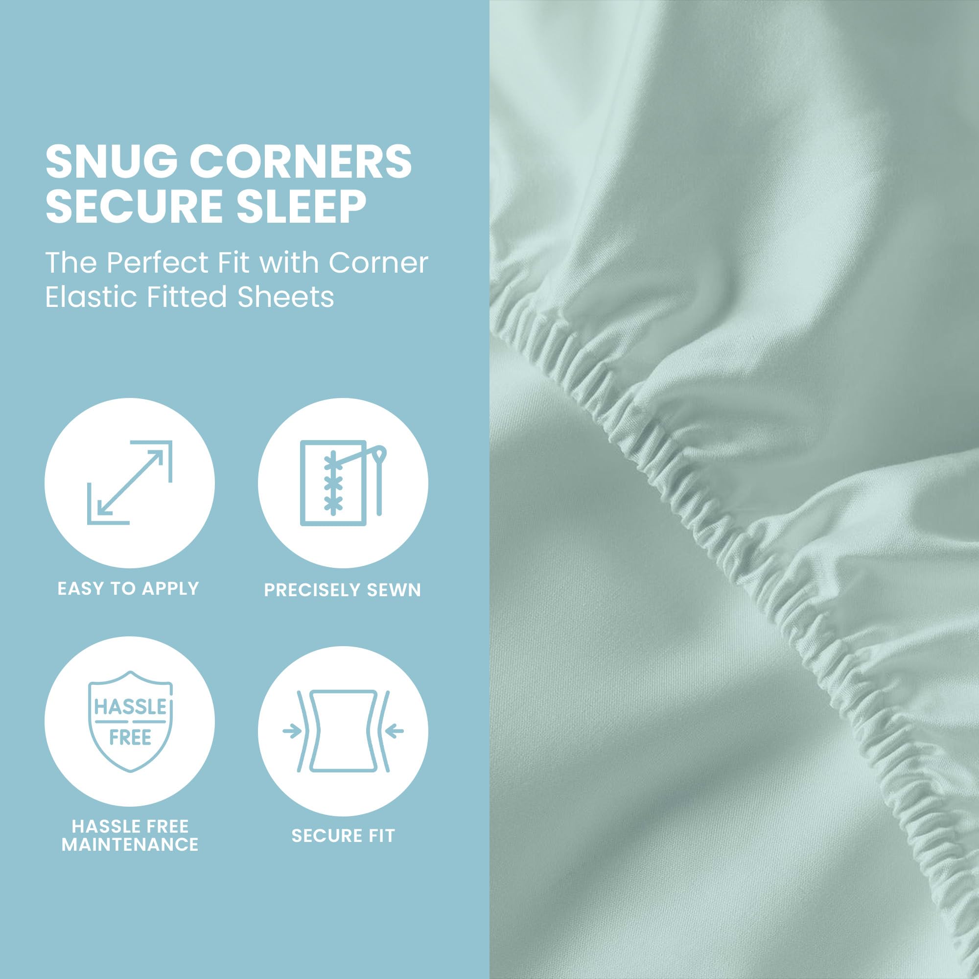 DANYDude 100% Egyptian Cotton Super King Fitted Sheet With 400 Thread Count And 40cm Extra Deep Elastic Corner Pockets Comfortable Super King Bed Sheets - Image 4