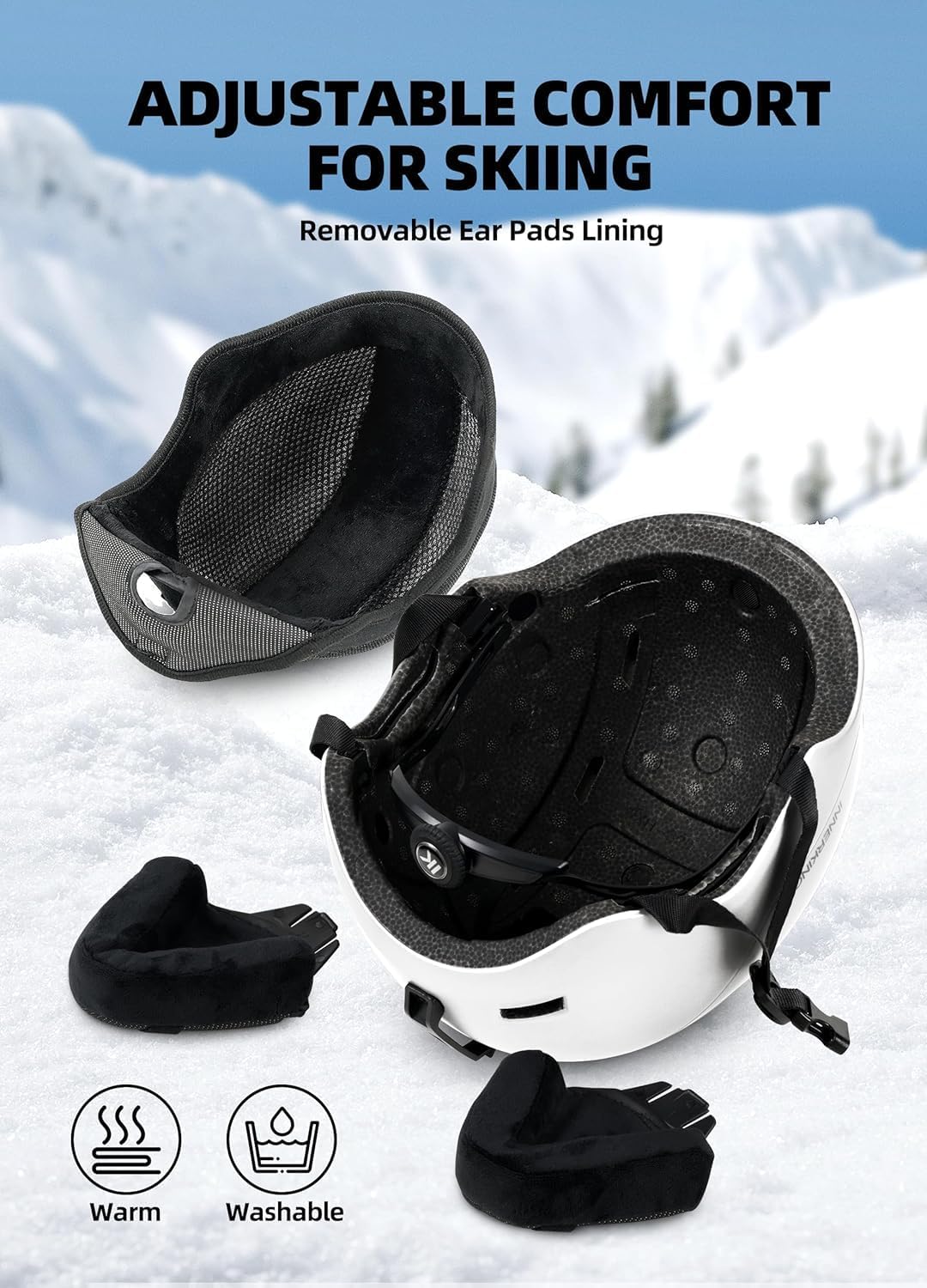 InnerKing Ski Helmet, Lightweight Adult Snowboard Helmet with Sturdy PC Shell & Shock-Absorbing EPS Foam & Soft Lining, Adjustable Snow Sport Helmets 10 Vents Men/Women