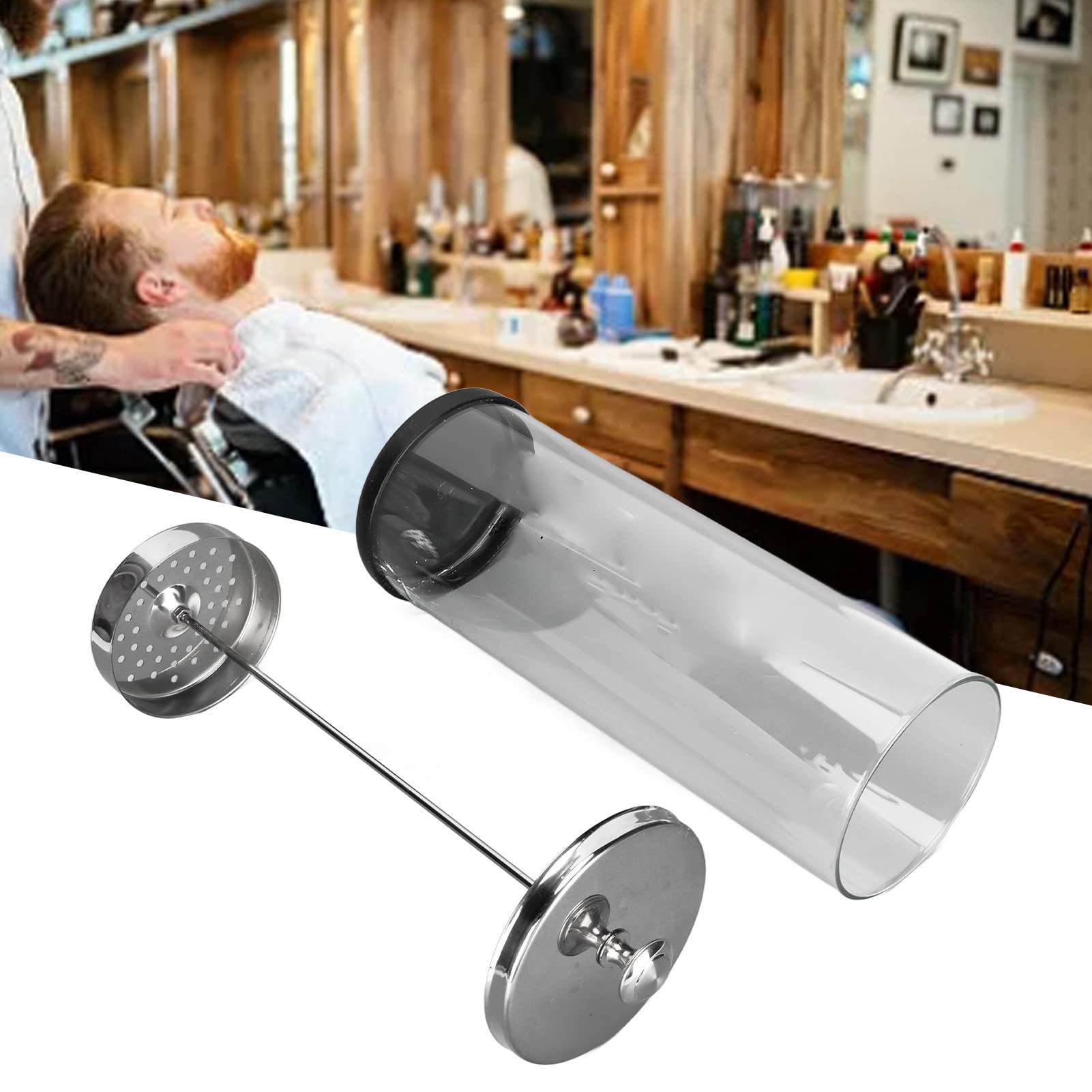 Barbicide Trempe Bot avec Grande capacité pour les Outils de Coiffeur et de Ongles - Pot Nettoyage en Verre avec Couvercle en Acier Inoxydable et Base Non Glissée pour les Fournitures Salon