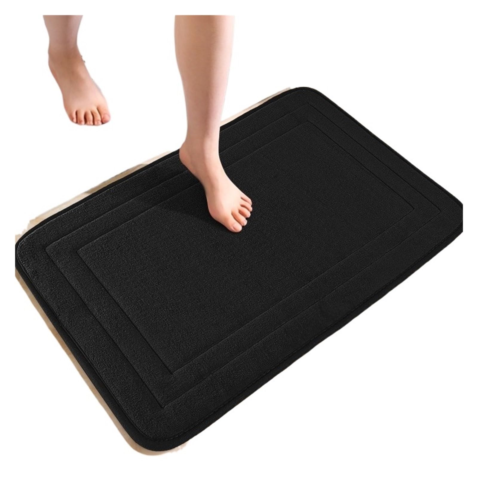 KBLDOPN Bath Mat Non-Slip Bathroom Rug Mat Soft Absorbent Bath Mat Machine Washable Bathroom Shower Door Floor Mat Carpet For Tub Room For Bathroom Accessories Decor(Black,40CMx60CM)