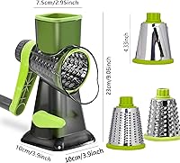 Vista 3 de Cheese Grater Rotary Cheese Grater,Versatile Cheese Shredder,Blades for Shredding, Grating, Slicing,Cheese Shredder with Suction Base and Cleaning