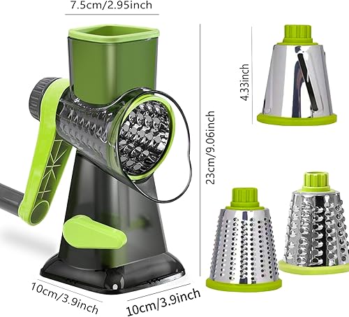 Miniatura 3 de Rallador de queso, rotativo, triturador de queso versátil, cuchillas para triturar, rallar, rebanar, triturador de queso con base de succión y