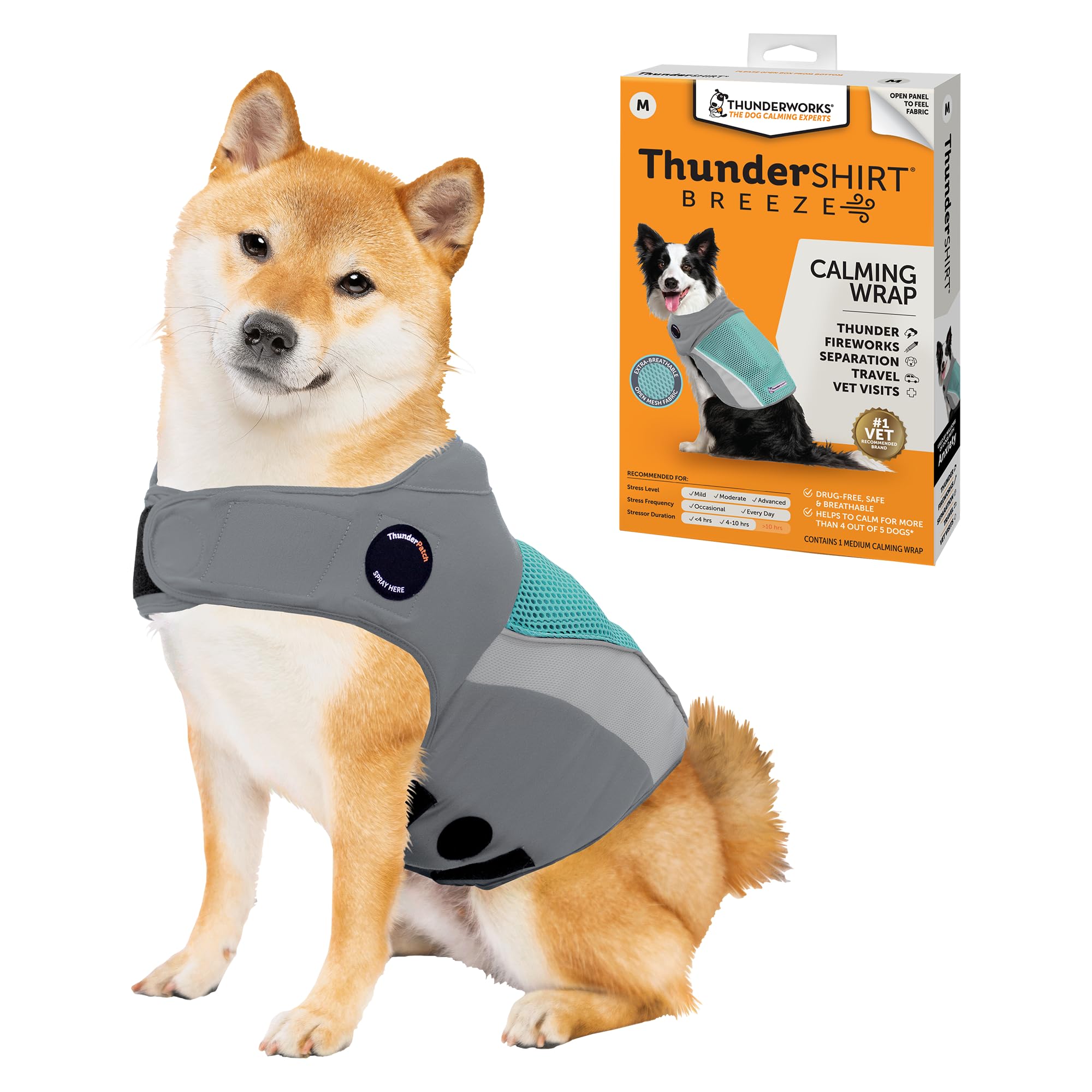 Gilet anti-anxiété ThunderShirt Breeze pour chiens en tissu maille turquoise taille M
