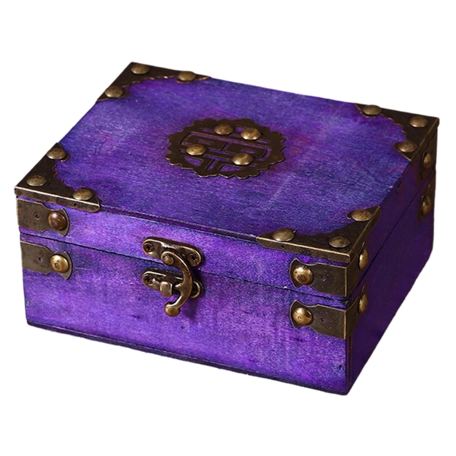 Xjdzineq Antique Wood Jewelry Box Featuring Clasp for Decorative Storage and Valuables Protective Multipurpose Box