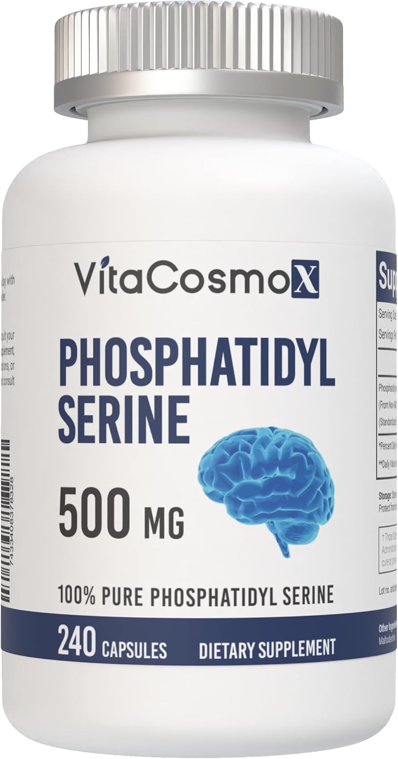 Phosphatidylserine, 500 mg, 240 Veggie Capsules, 120 Servings, Gluten Free, Non-GMO, and Vegetarian Friendly