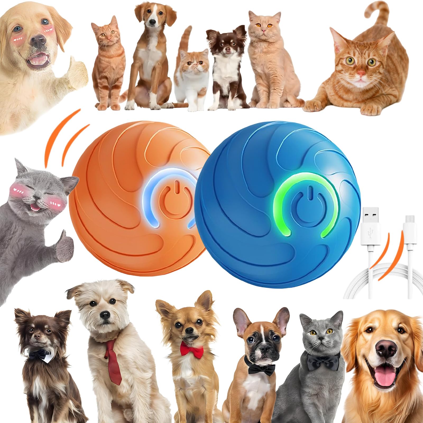 Smart Jumping Ball for Dogs Cats Duraspin Dog Bouncing Ball Random Path Electric Automatic Moving and Rolling Pets