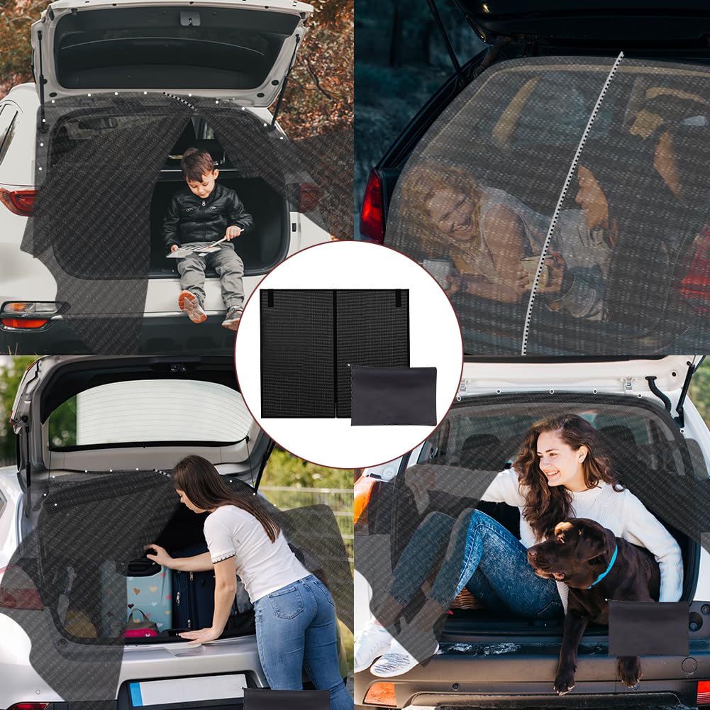 Copertura per portellone con zanzariera, 180x150cm Copertura per porta a battente del bagagliaio Protezione solare, Zanzariera magnetica per auto, Tenda divisoria per auto Protezione solare