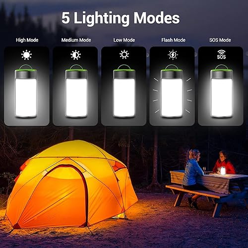 Miniatura 10 de CT CAPETRONIX - Linterna LED para campamento luces para campamento recargables con 400 lúmenes 5 modos de luz resistentes al agua 2 luces portátil