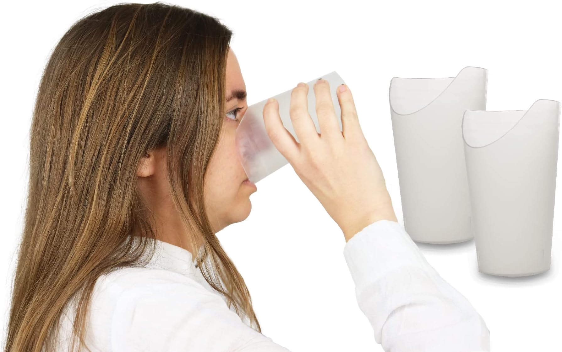 Pepe - Dysphagia Cup (x2 Units), Nose Cut Out, Adult, Hospital, Elderly Drinking, Mug for Disabled