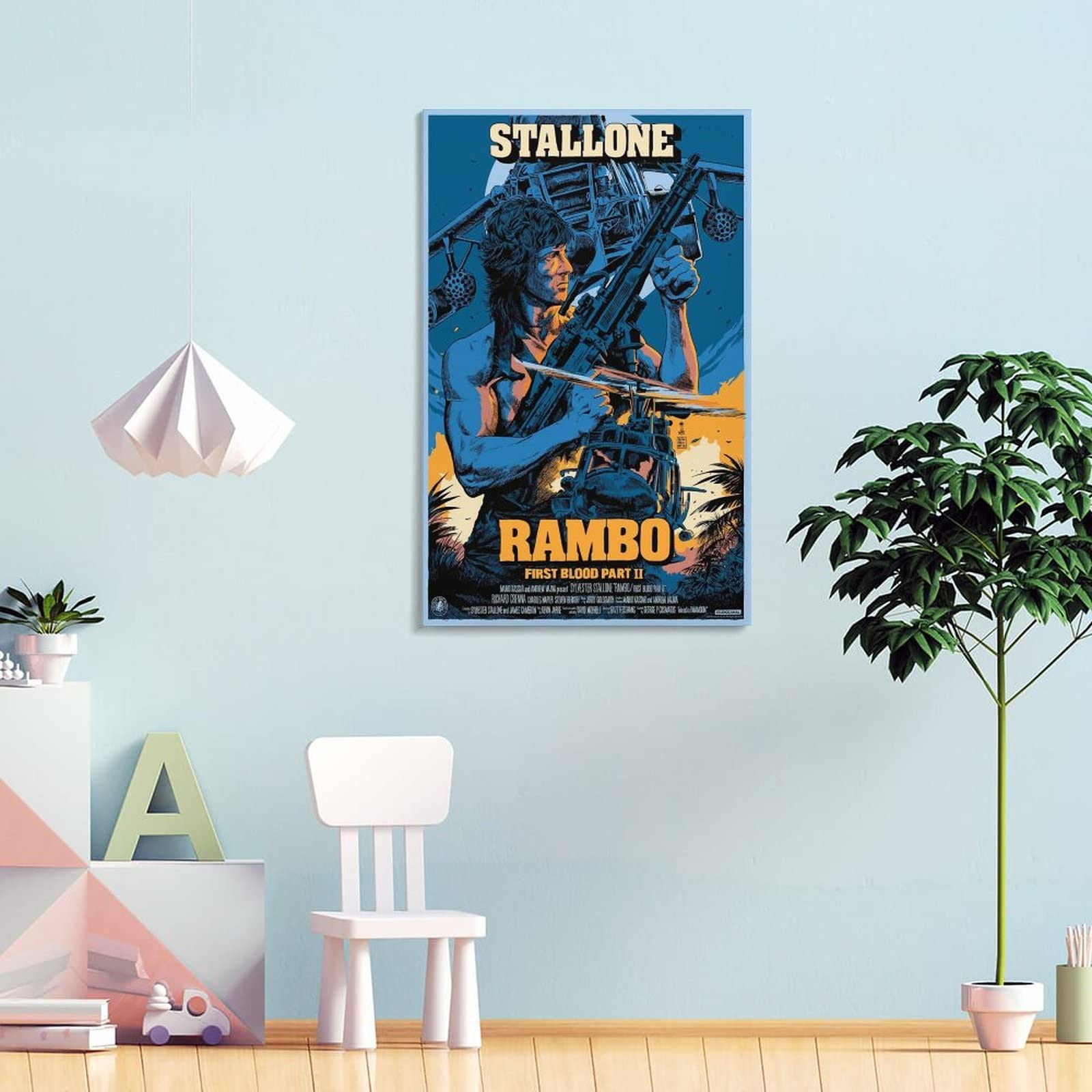 ELedvb Poster decorativo da parete su tela, motivo: Rambo First Blood, stampa artistica moderna per camera da letto, 40 x 60 cm