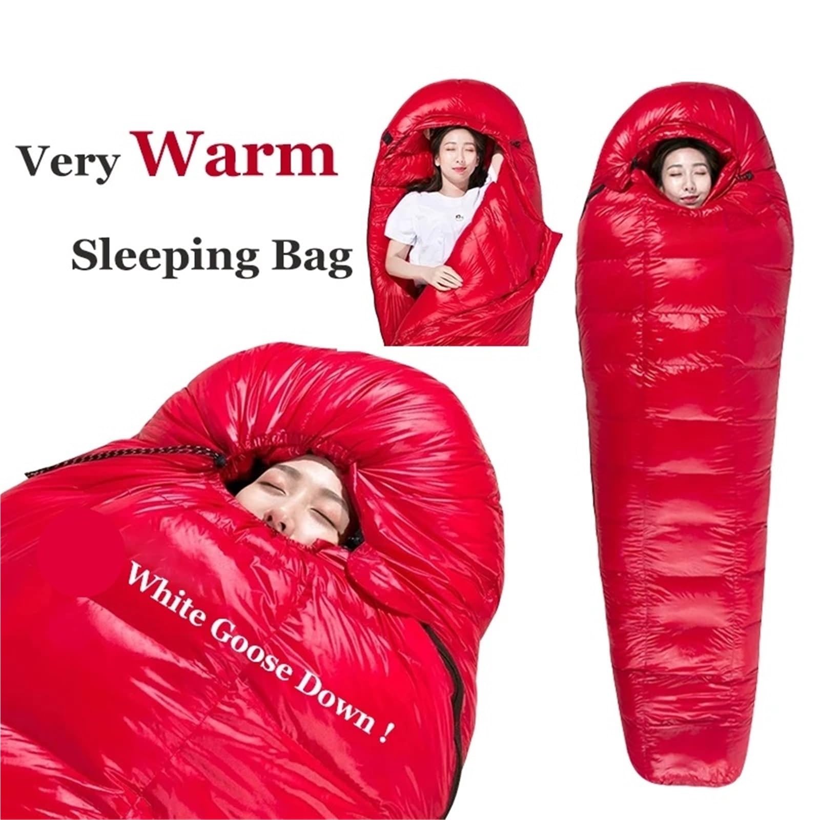 Sacco A Pelo da Campeggio White Goose Down Sleeping Bag Camping Sleeping Bag Goose Down Filled Men Sleeping Bag Warm for Travel Hiking Bag per Campeggio, Viaggi