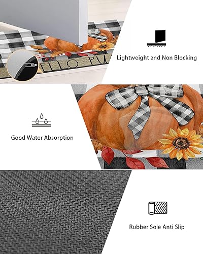 Miniatura 3 de Tapete de baño con acuarela de calabaza, antideslizante, de secado rápido y absorbente, tierra de diatomeas, fregadero, dormitorio, cocina, lavable,