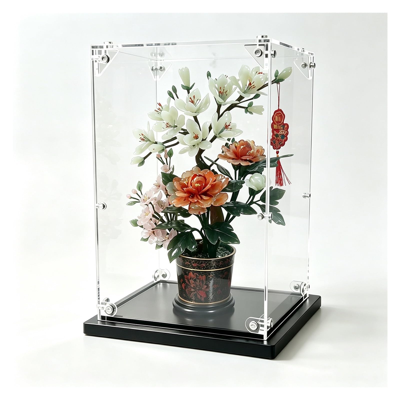 Vitrina de Metacrilato para Coleccionistas con Base, Caja Protectora | Caja Expositora Transparente, Protege los Objetos de Daños, Vista Completa de 360°, Apilable(H-40cm,L-40cm x W-40cm)