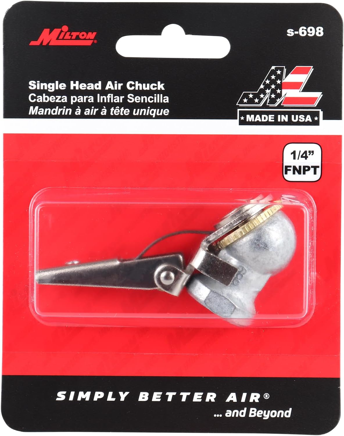 Milton S-698 1/4" FNPT Single Head Air Chuck with Grip