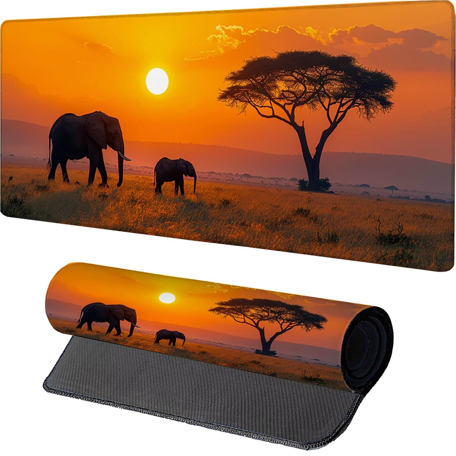 Podkładka pod mysz słonia, podkładka pod mysz XXL 1500 x 800 x 3 mm, pomarańczowa podkładka pod mysz dla graczy z antypoślizgową gumową podstawą, poprawiająca precyzję i szybkość, akcesoria do gier,