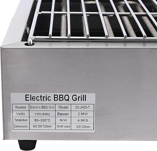 Miniatura 6 de DYRABREST Parrilla de barbacoa eléctrica profesional de 1800 W de acero inoxidable para cocina interiorexterior con temperatura ajustable