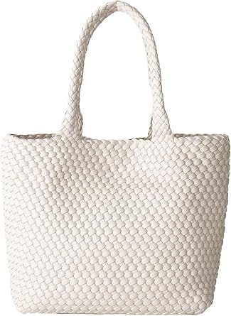 Woven Tote Bag for Women, Fashion Woven Bags for Women Vegan Leather Shoulder Handbags Large Summer Beach Travel Bag
