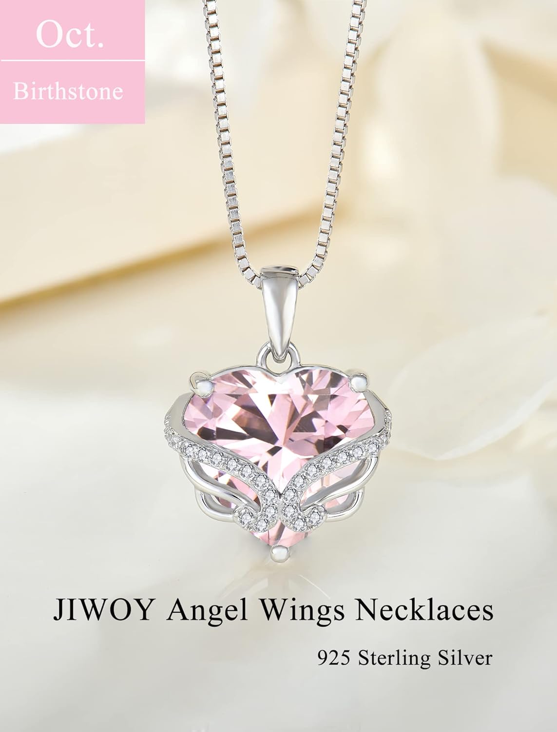 Angel Wings Necklaces 925 Sterling Silver Heart Birthstone Jewelry Gifts for Women - Image 4