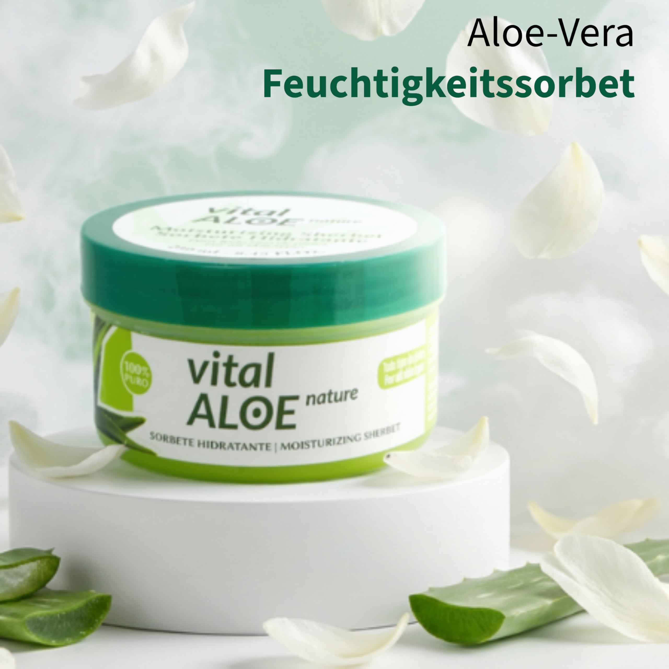 Aloe Vera Feuchtigkeitssorbet 5x250 ml | Creme-Gel für Gesicht und Körper mit Bio-Aloe Vera | Leichte Erfrischende Textur | After Sun und Nach der Haarentfernung | Vegan, Ohne Parabene und Silikone
