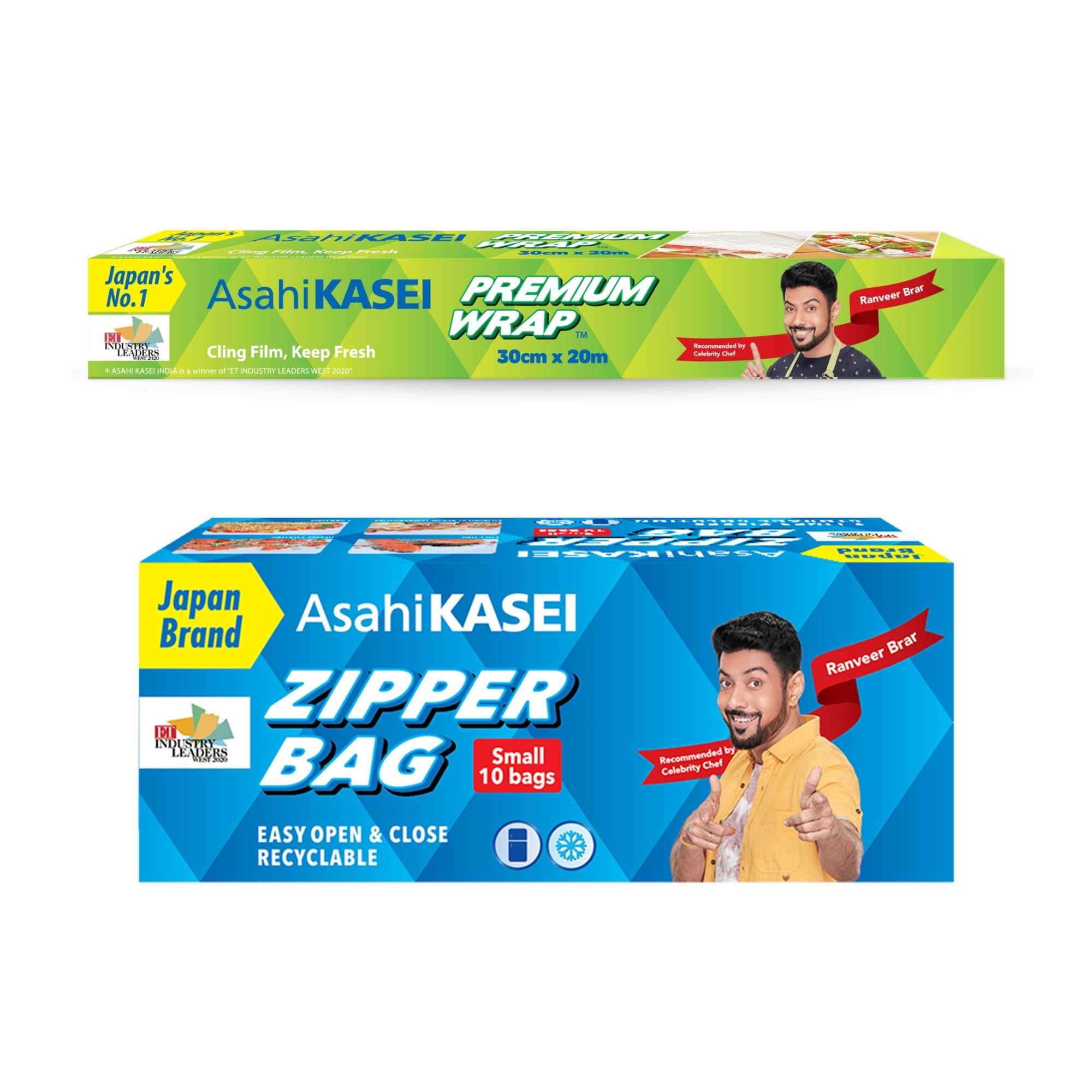 Asahi KASEI|Cling Flim Premium Wrap 30cmX20m|Zipper Bag Small (10Bag)|Combo Of 2