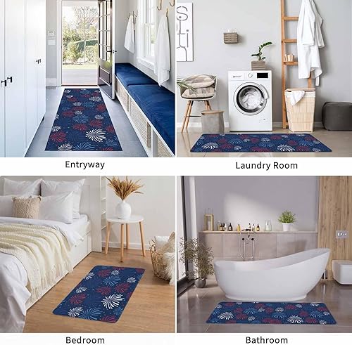 Vista 476 de Tapete de Feliz Navidad, tapete antideslizante para puerta delantera, baño, cocina, dormitorio, patio, entrada, 16 x 24 pulgadas, rojo, negro y verde