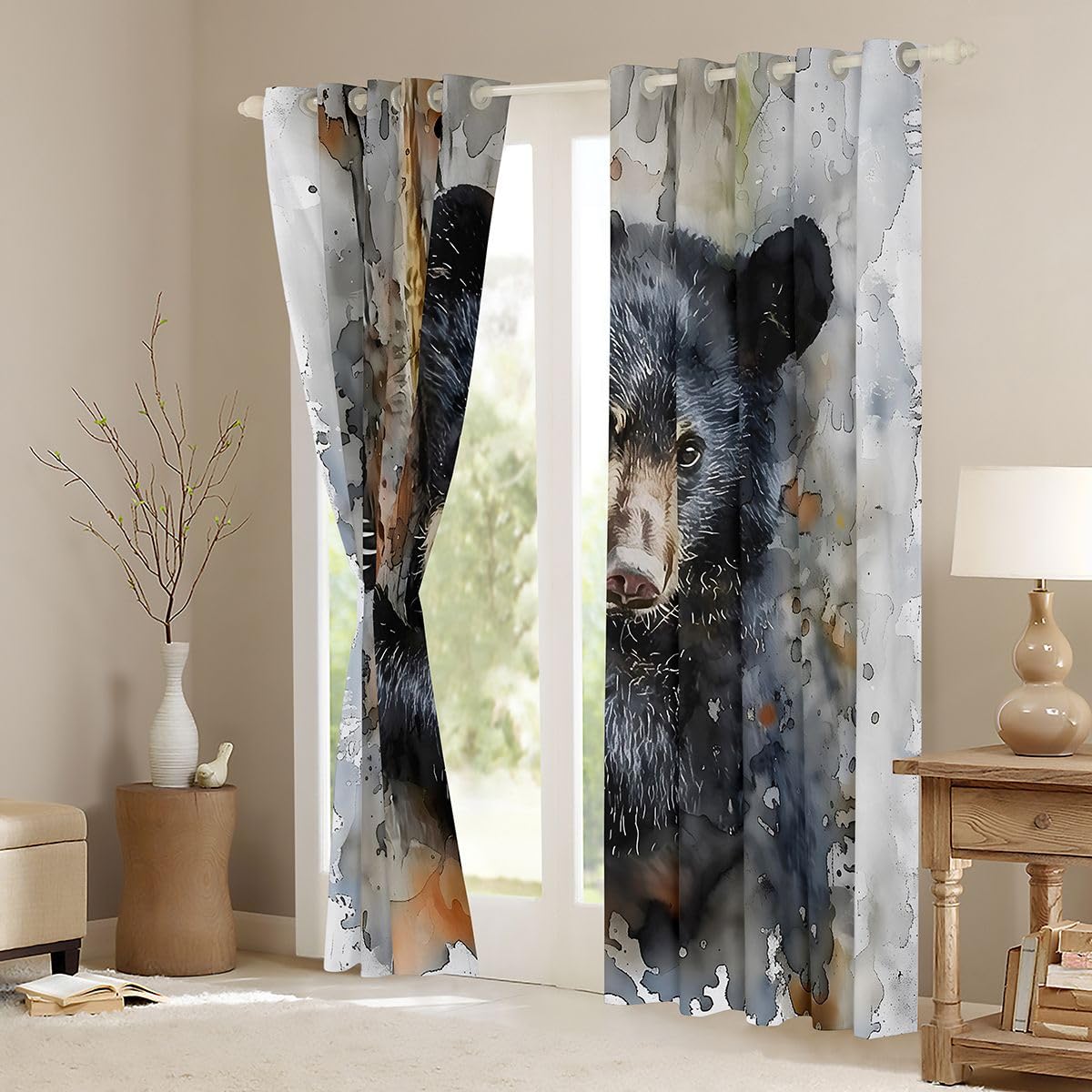 Loussiesd Black Bear - Trattamenti per finestre, 2 pannelli, 116 x 137 cm