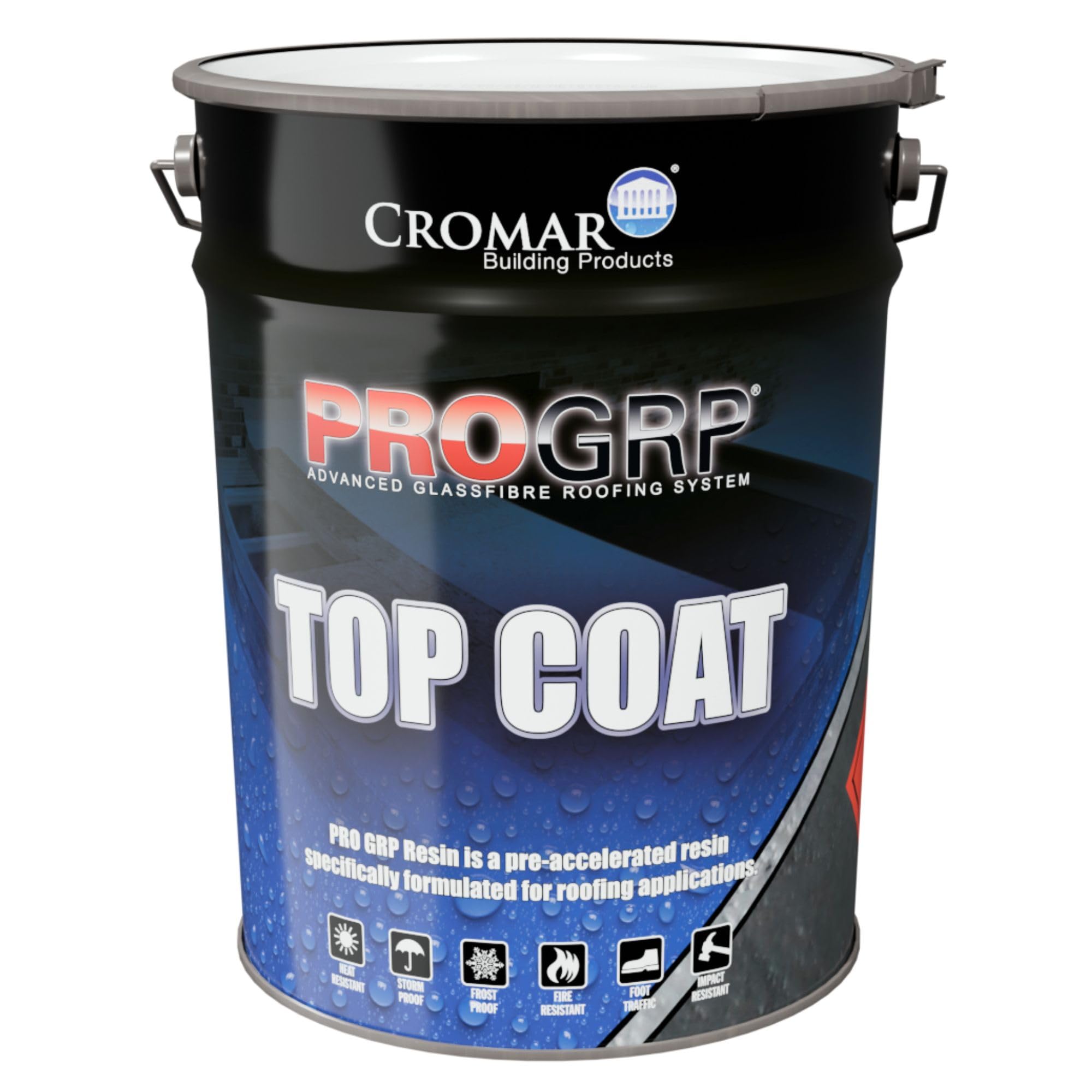 Ara Choice Dark Grey Cromar Pro Grp Topcoat | Progrp Roofing Topcoat | Fire-Retardant Isophthalic Roofing Top Coat – Bs476 Part 3 Approved – Water & Weather Resistant | – 20Kg