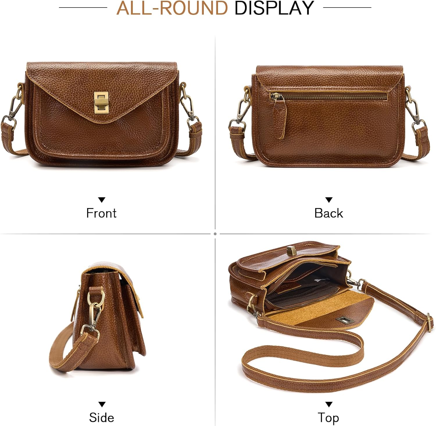 Crossbody Bags for Women Genuine Leather Crossbody Purses with Multi-Pockets, Vintage Small Women's Crossbody Handbags