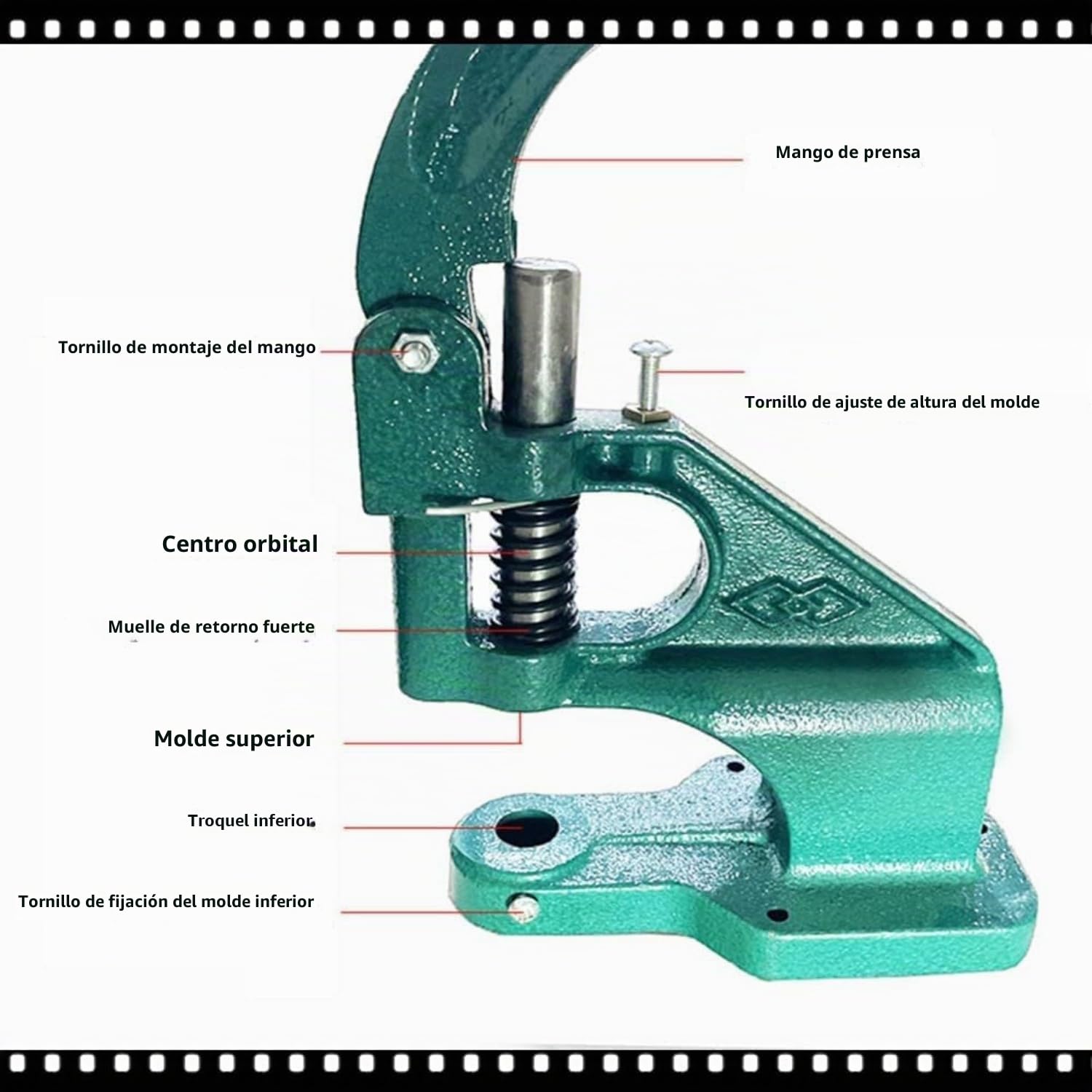 Juego de Prensas para Ojales, Máquina de Prensado Manual para Ojales, Prensa para Remaches con 3 Matrices de 6/10/12 mm y 1500 Ojales para Remaches, DIY, Manualidades, Textiles, Cuero, Cortinas, Toldo