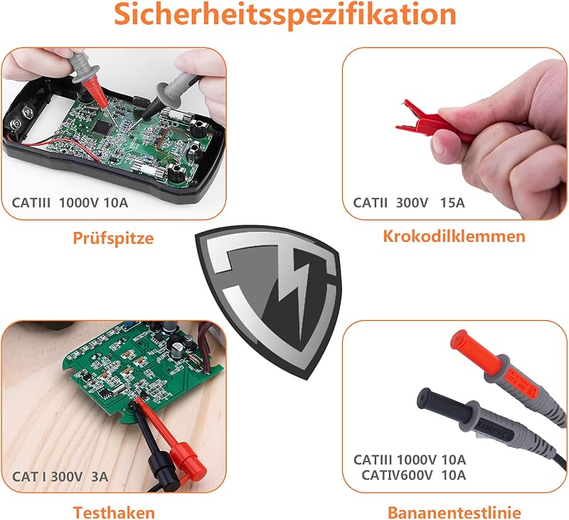 KAIWEETS KET01 Multiméter Kiegészítő Készlet - Szilikon Szigetelésű Tesztkábelek, Mérőszondák, Krokodilcsipeszek és Mini Horgok - Piros