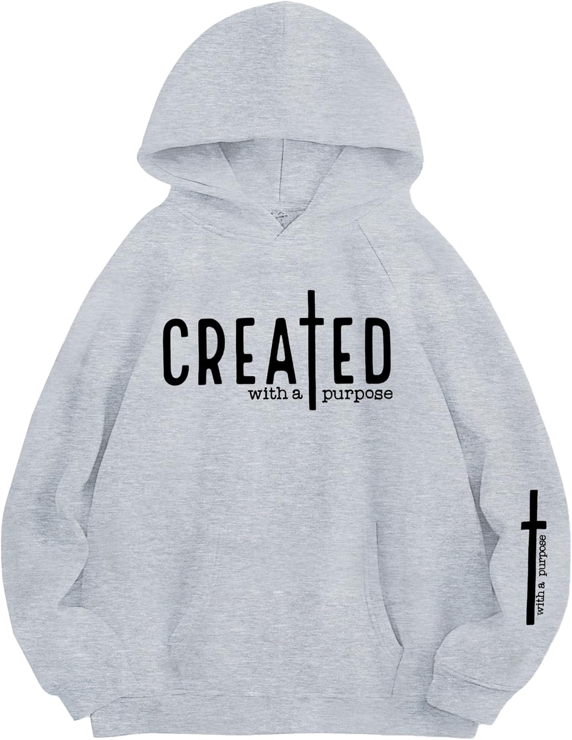 EGELEXY Created with a Purpose Hoodie Christian Sweatshirt for Women Religious Faith Shirt Bible Lightweight Pullover