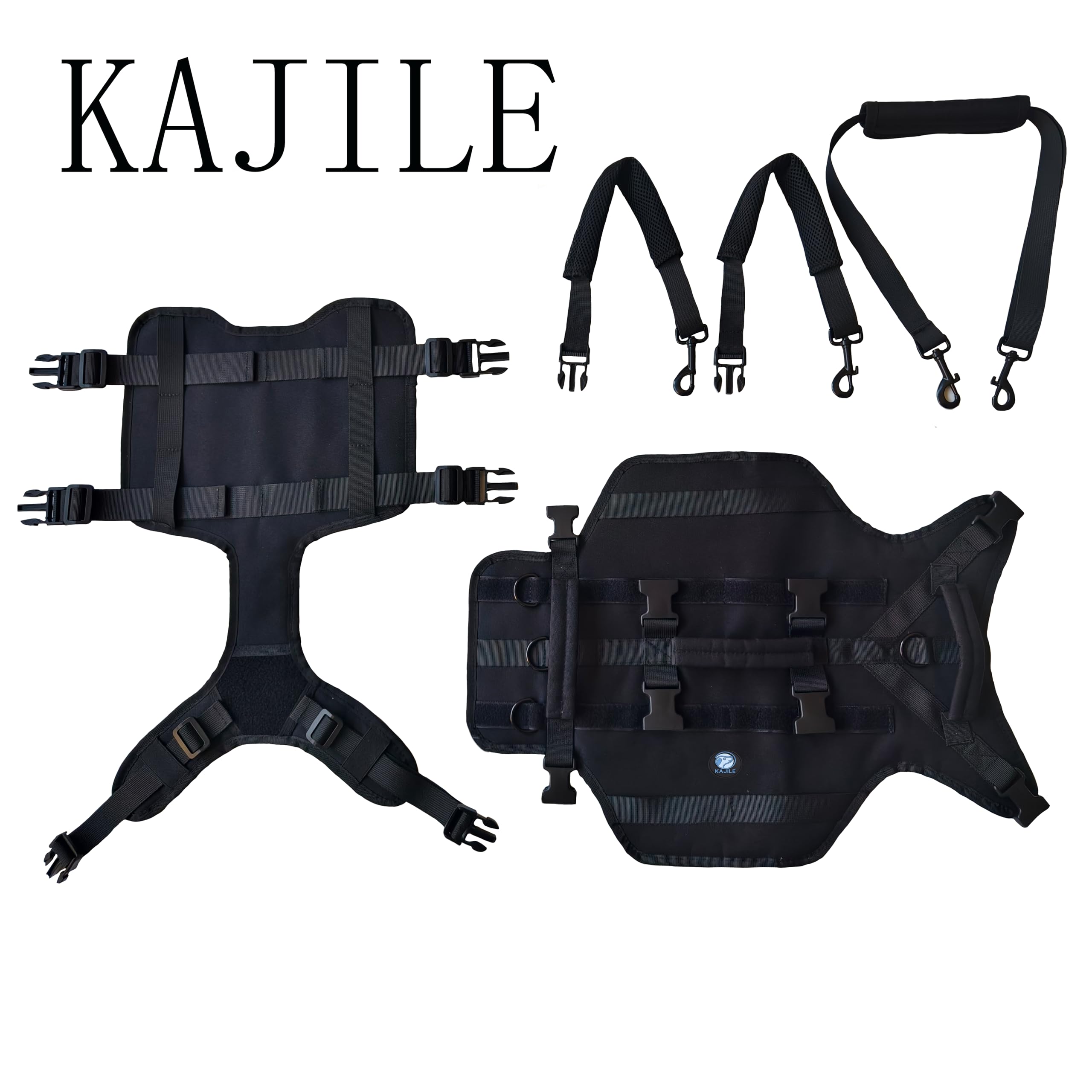 Arnés Táctico Integral para Perro Negro,L | Cobertura corporal total reforzada,resistente,para perros de trabajo,ideal outdoor,rescate, adiestramiento,senderismo