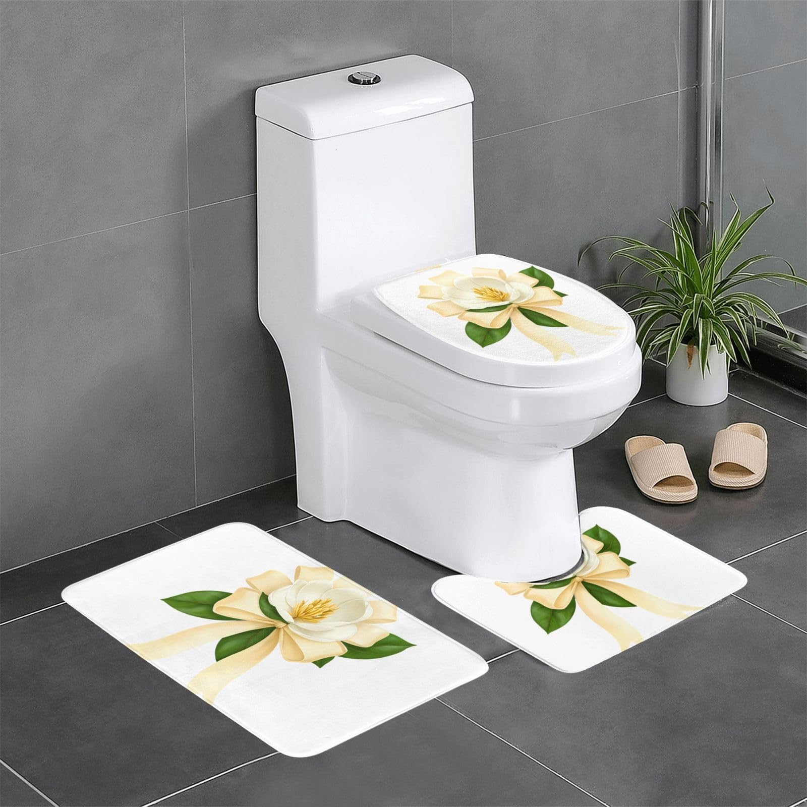 Tapis de salle de bain antidérapants sécurité maximale et confort doux Bow Magnolia