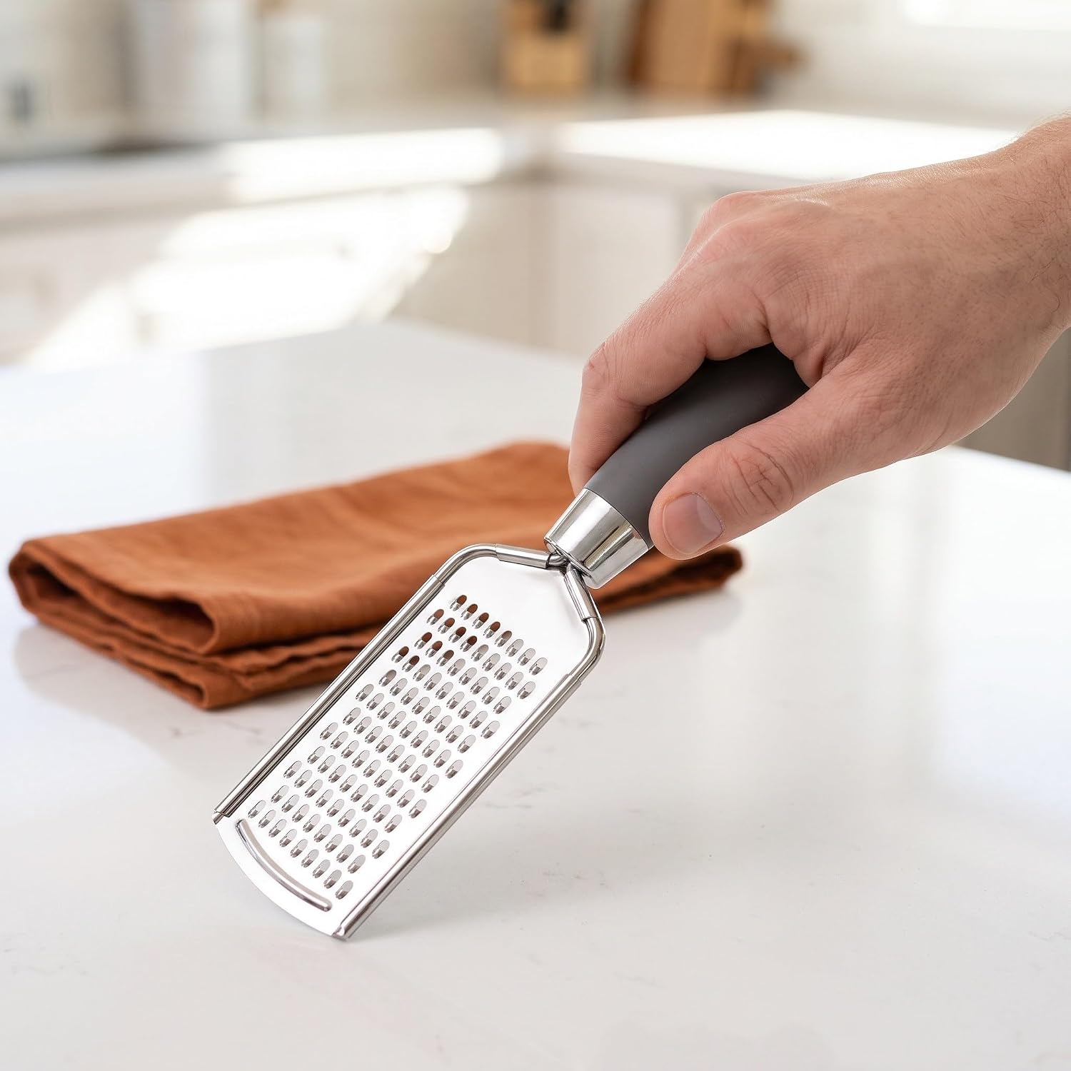 Flat Cheese Grater Stainless Steel with Ergonomic Handle for Chocolate