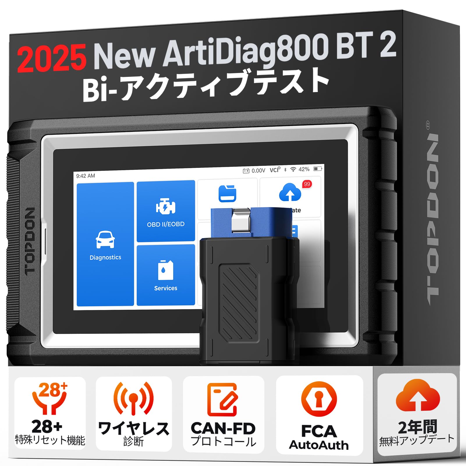 TOPDON obd2 Diagnostic Device, Japanese Compatible, AD800BT2.0, Bluetooth, Car Scanning Tool, Malfunction Diagnostic Machine, Benz, B/M/W Compatible, Hybrid, Daihatsu Compatible, 2 Year Free Updates,