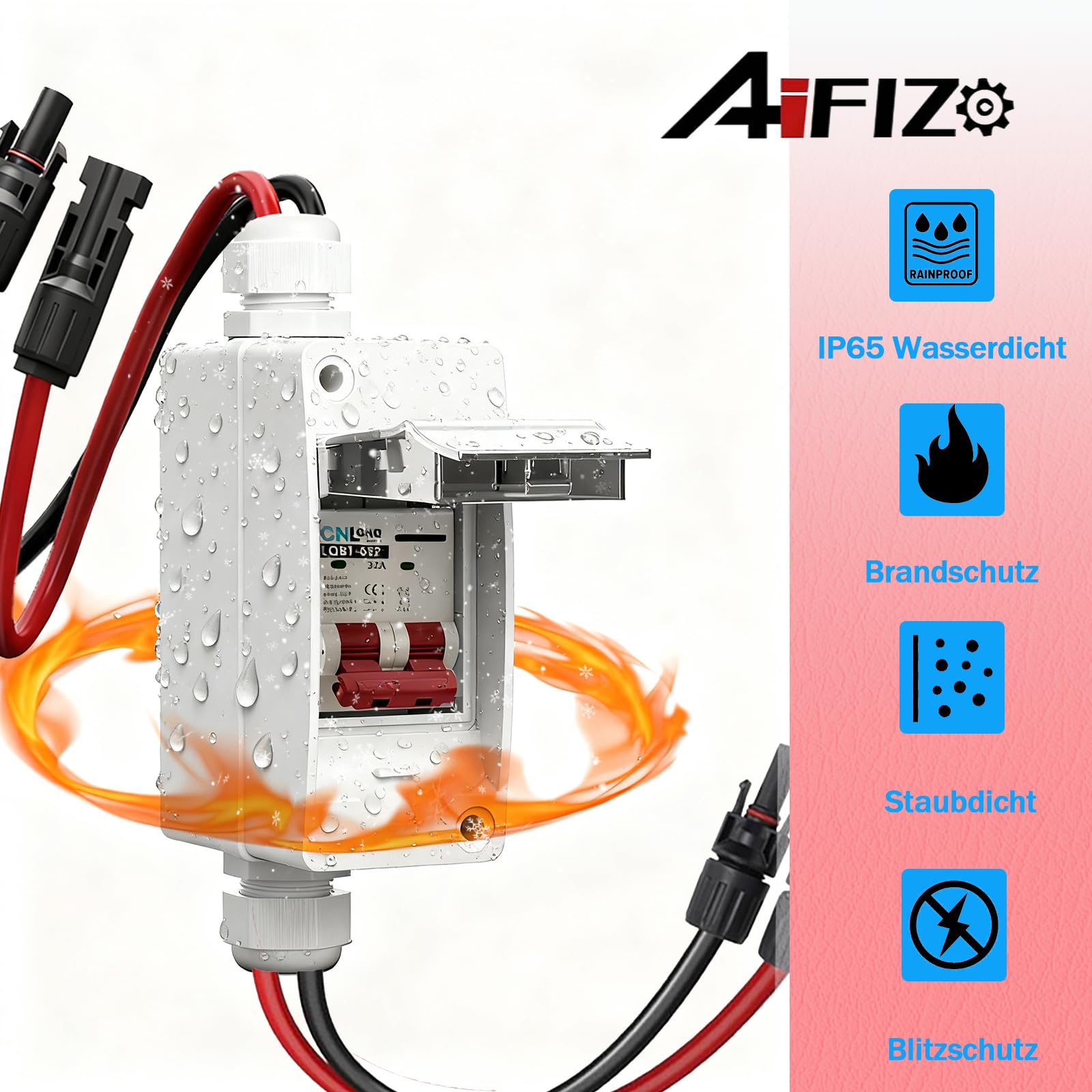 Interruttore di protezione del cavo PV DC interruttore di separazione impianto PV 2P 32A DC500V con cavo IP65 impermeabile DC interruttore di protezione per impianto solare modello DZ47X
