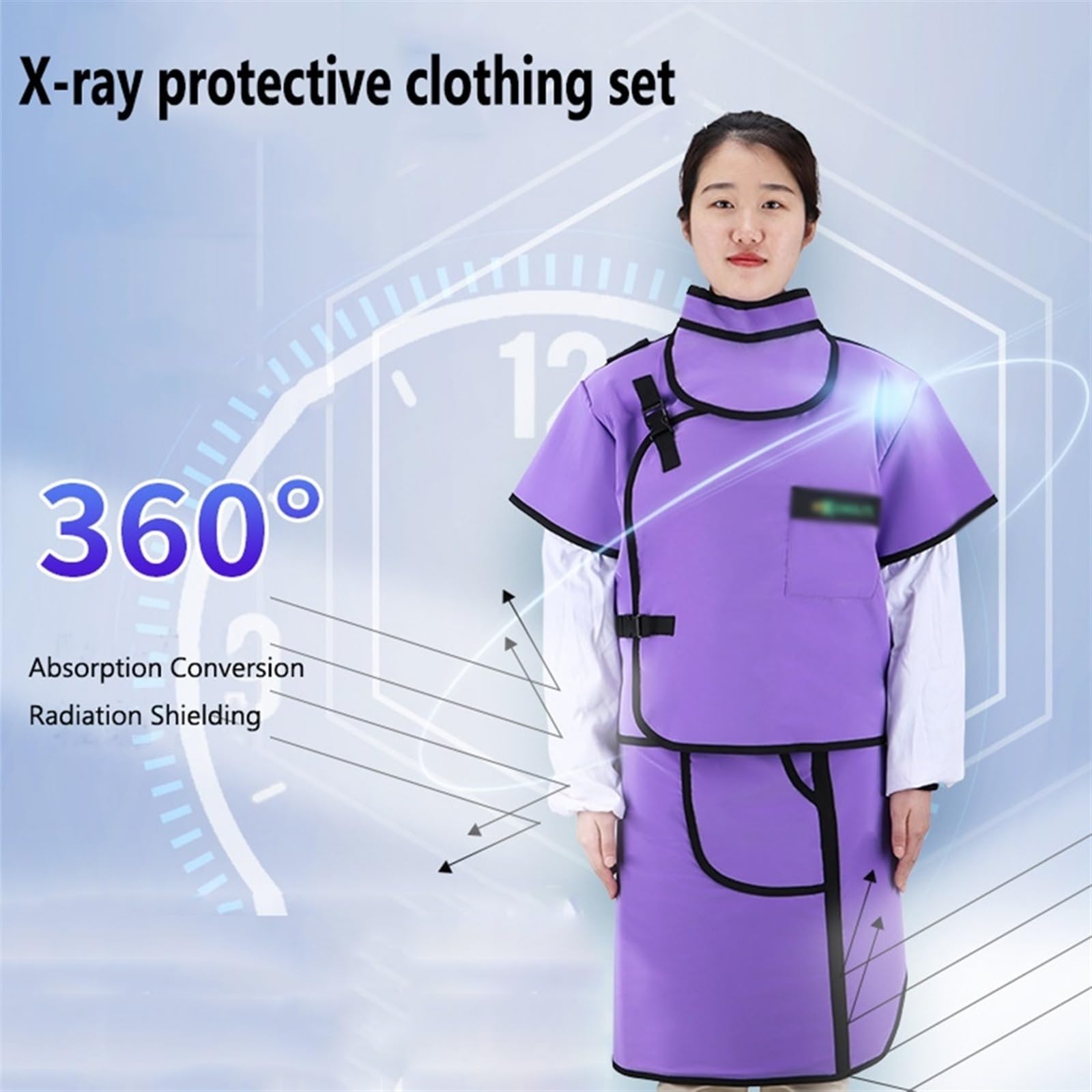 Tablier en Plomb Tablier en plomb violet pour rayons X avec collier thyroïdien, tablier en plomb pour rayons X et gilet pour laboratoire de clinique dentaire d'hôpital (Color : 0.5 mmpb, Size : XXL