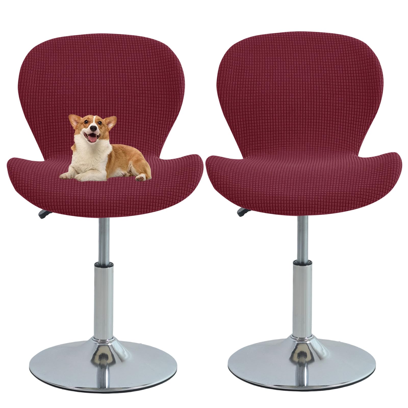 GUYIRT Curved Back Bar Stool Chair Covers, Stretch Fit (burgundy,set of 2)